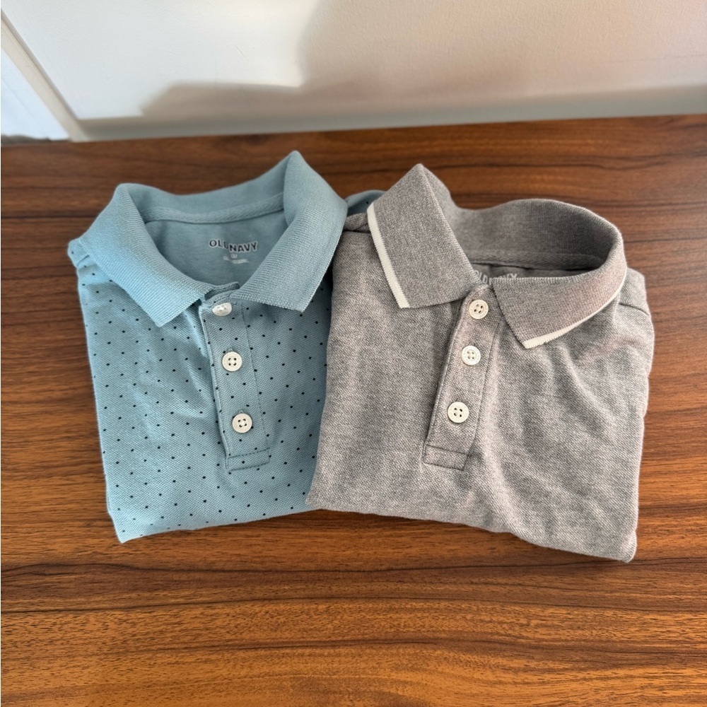 Old Navy 2 Pc Kids Polo Shirt Set - Blue and Gray Toddler 2T 100% Cotton